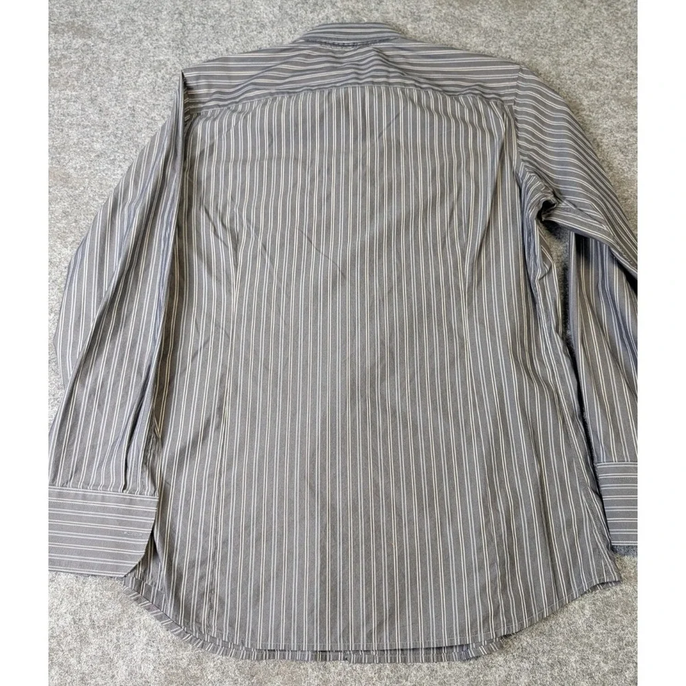 Banana Republic Slim Fit Shirt Charcoal Gray Stripe Long Sleeve Men's S 14-14.5